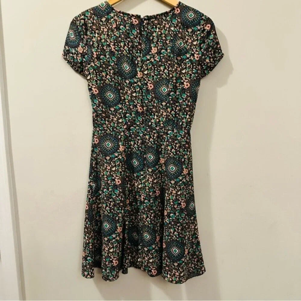 J.Crew Short-sleeve flutter Floral Patterned  Dress Navy Pink Begonia Size 00